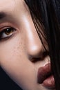 Fashion close-up shot of asian girl. Beauty make up