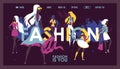 Fashion clothes boutique website, vector illustration. Online shopping, landing page design with typographic background