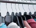 Fashion clothes on clothing rack ,colorful closet