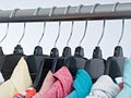 Fashion clothes on clothing rack ,colorful closet