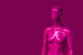 Fashion clothing store mannequin pink onbackground, monochrome style