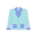 Fashion coat blue icon. Simple outline colored vector of woman clothes icons for ui and ux, website or mobile application Royalty Free Stock Photo