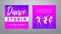 Dance studio gradients design with dancing young people