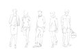 Fashion Collection Of Clothes Set Of Male And Female Models Wearing Trendy Clothing Sketch