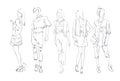 Fashion Collection Of Clothes Set Of Male And Female Models Wearing Trendy Clothing Sketch