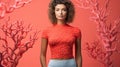 fashion coral t shirt Royalty Free Stock Photo