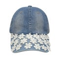 Fashion denim baseball cap for girls with flowers decoration iso