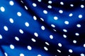 Classic polka dot textile background texture, white dots on blue luxury fabric design pattern Royalty Free Stock Photo