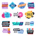 Fashion design pricing tags and discount labels vector templates with color multiply effect Royalty Free Stock Photo