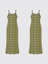 CUSTOMIZABLE VECTOR GARMENT TEMPLATE WITH SAMPLE REPEAT PATTERN DESIGN. Royalty Free Stock Photo