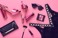 Fashion Design Woman Accessories Set.Glamor Makeup Royalty Free Stock Photo