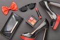 Fashion Design Woman Accessories Set.Glamor Makeup Royalty Free Stock Photo