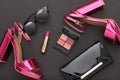 Fashion Design Woman Accessories Set.Glamor Makeup Royalty Free Stock Photo