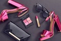 Fashion Design Woman Accessories Set.Glamor Makeup Royalty Free Stock Photo