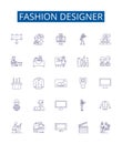 Fashion designer line icons signs set. Design collection of Designer, Couturier, Clothes, Garment, Outfit, Runway Royalty Free Stock Photo