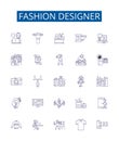 Fashion designer line icons signs set. Design collection of Designer, Couturier, Clothes, Garment, Outfit, Runway Royalty Free Stock Photo