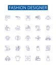 Fashion designer line icons signs set. Design collection of Designer, Couturier, Clothes, Garment, Outfit, Runway Royalty Free Stock Photo