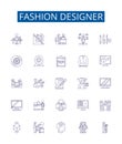 Fashion designer line icons signs set. Design collection of Designer, Couturier, Clothes, Garment, Outfit, Runway Royalty Free Stock Photo