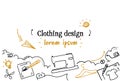 Fashion designer modern clothing design concept sketch doodle horizontal isolated copy space