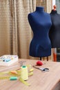 Fashion designer studio with dressmakers equipment Royalty Free Stock Photo