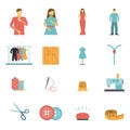 Fashion designer tools icon set