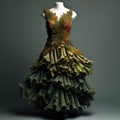 Fashion Dress Made with Leaves