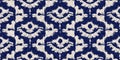 Summer indigo batik block print dyed motif seamless border pattern. Fashion edging ribbon trim for beach wear