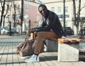 Fashion elegant young african man wearing a sunglasses Royalty Free Stock Photo