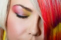 Fashion eye make-up with bright eyeshadow - macro shoot Royalty Free Stock Photo