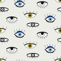 Fashion Eyes doodle vector seamless pattern