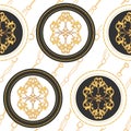 Fashion Fabric Seamless Pattern with Golden Chains, Belts and Straps. Luxury Baroque Background Fashion Design Jewelry Elements Royalty Free Stock Photo