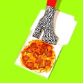 Fashion Fast Foot creative design. Minimal art. Pizza addict. Food porn concept