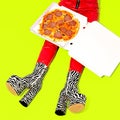 Fashion Fast Foot creative design minimal art. Pizza Lover. Food porn concept