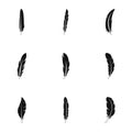 Fashion feather icon set, simple style Royalty Free Stock Photo