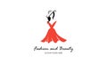 Fashion, female, dress and beauty logo vector