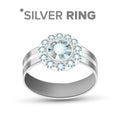 Fashion Female Jewelry Diamond Silver Ring Vector