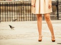 Fashion. Female legs in stylish shoes outdoor Royalty Free Stock Photo