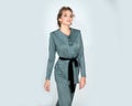 Fashion female suit. Fashion woman in vogue dress, fashion luxury modern style model. Pretty lovely girl wear fashion