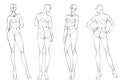 Fashion figure ten heads elongated design template silhouette croquis wearing bodice