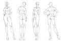 Fashion figure ten heads elongated design template silhouette croquis wearing bodice Royalty Free Stock Photo