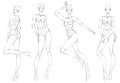 Female Ten Heads Figure Poses Template Croquis for Fashion Design