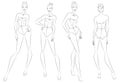 Fashion figure ten heads design template croquis wearing bodice