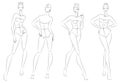 Fashion figure ten heads design template croquis wearing bodice