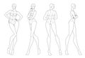 Fashion figure ten heads design template croquis