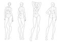 Fashion figure ten heads design template croquis