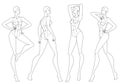 Fashion figure ten heads design template croquis