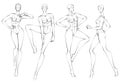 Fashion figure ten heads design template croquis