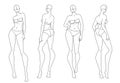 Fashion figure ten heads design template croquis