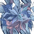 Fashion floral vector pattern blue lily flowers