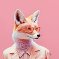 Fashion fox in suit. Casual Friday office look. Generative AI